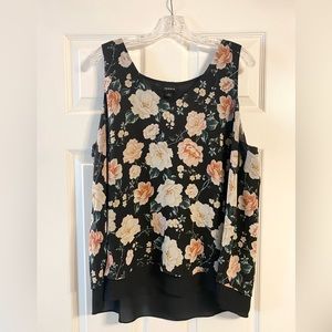 Torrid Black Floral Tank Top Size 1 (XL)